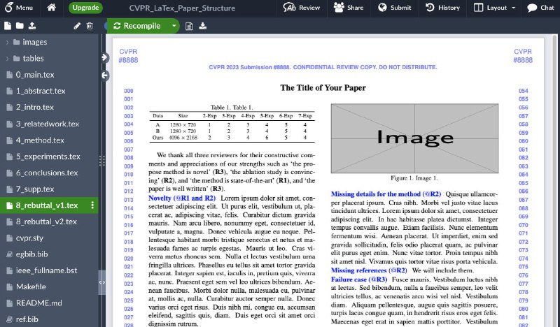 一个名为提供使用LaTeX撰写研究论文的技巧和资源的项目 | github项目包含了论文写作建议、表格和图形的组织示例，以及CVPR/ICCV/NeurIPS等会议的LaTeX模板