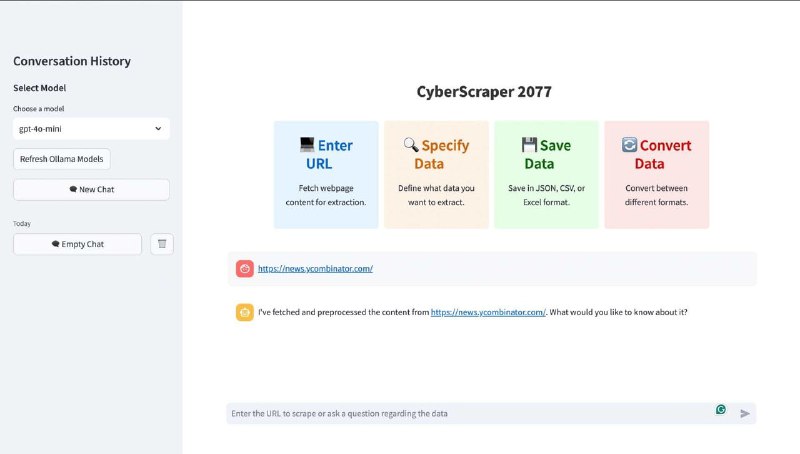 由LLM驱动的强大网络爬虫工具，可高效精准地提取网络数据CyberScraper 2077